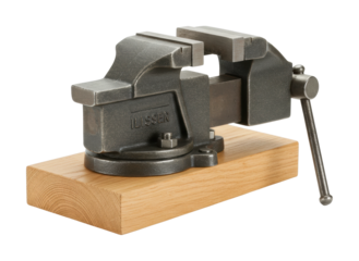 Metal vise tool in workshop industrial environment precision engineering concept. Cut out png