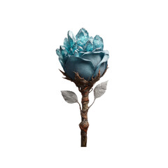 Enchanting Blue Rose with Crystal Clusters - Fantasy Floral Artwork