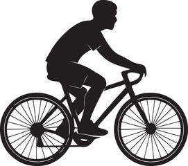 Obraz premium Silhouette of a man riding a bicycle on a white background