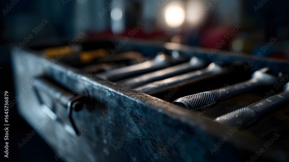 Aufkleber organized workspace with a full set of tools in a toolbox long title a well lit and focused image sh
