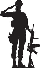 simple, flat, and minimalist silhouette of a soldier woman silhouette vector illustration
