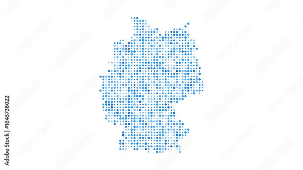 Poster germany dotted digital map. map of germany with pulsating colored circles. shape of the country fill