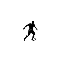 Obraz premium Silhouette of a soccer player dribbling the ball with dynamic motion and athletic prowess against a minimalist background showcasing skill and intensity