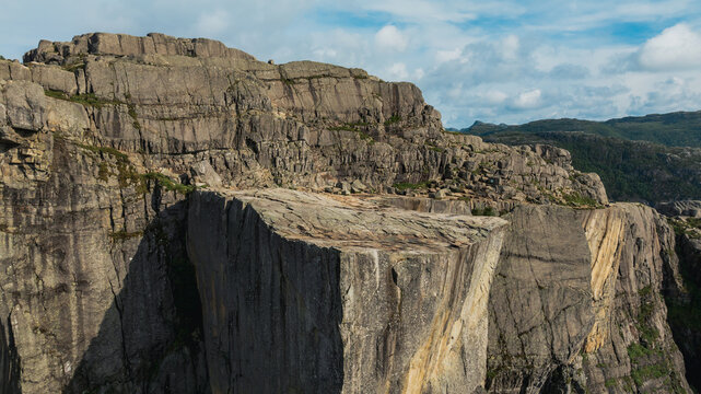 Aerial View of Preikestolen Overlooking Lysefjord in Norway