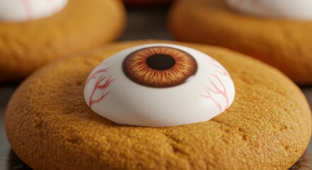 Close-up of Brown Halloween Eye Cookies