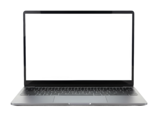 Showcasing laptops for creative work home office product display bright environment front technology concept. Cut out png