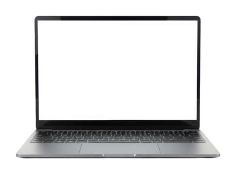 Showcasing laptops for creative work home office product display bright environment front technology concept. Cut out png