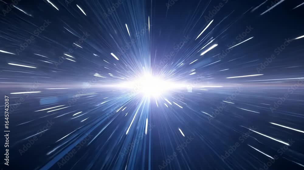 Poster dynamic light burst in space with rapid motion and intense brightness