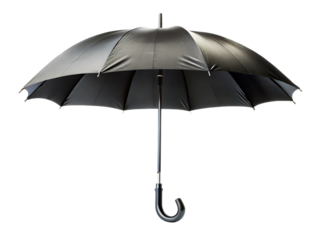 a black umbrella on  black isolated on white background PNG.AI Generated.