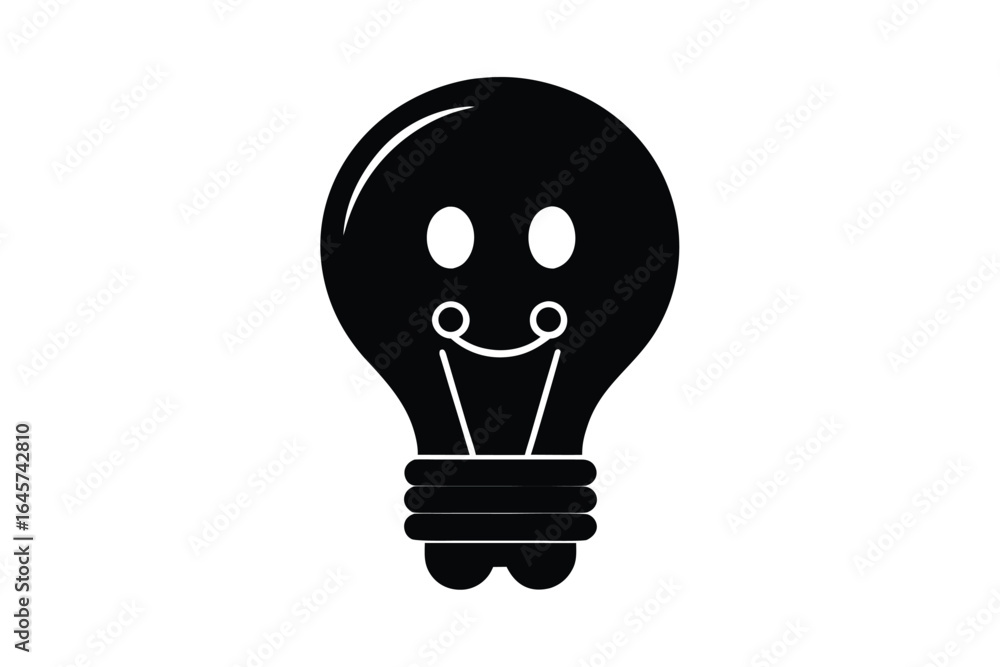 Poster Vector art of funny lightbulb character with idea isolated