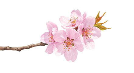 Cherry Blossom Watercolor IllustrationIsolated On Transparent Background