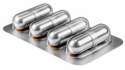 Blister pack with green and yellow capsules for vitamins and supplements