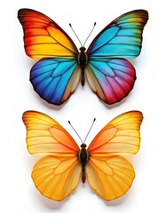 Obraz premium Two colorful butterflies in blue and orange hues