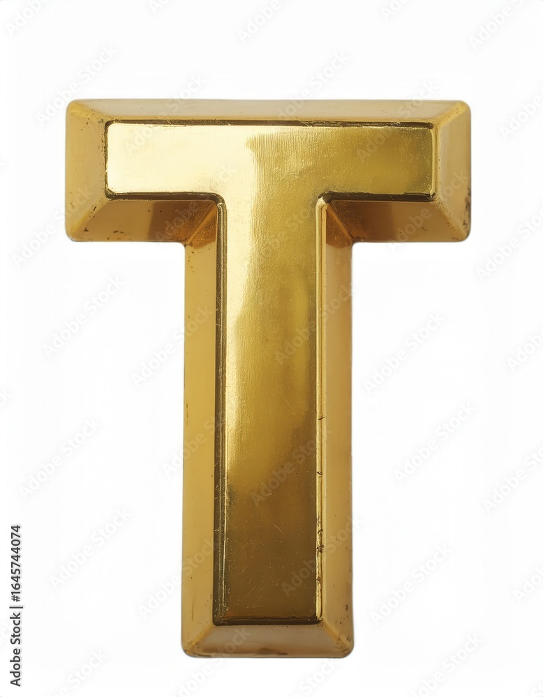 Poster gold letter t shaped like a bar stands out on a white background creating a striking visual effect