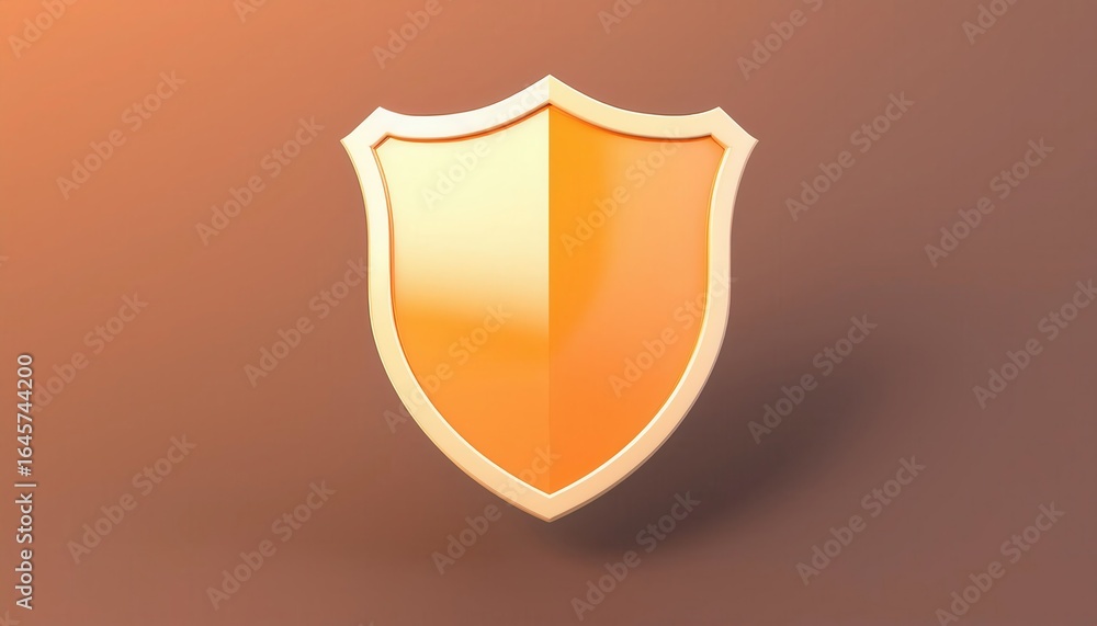 Poster design of a flat style shield icon featuring a soft pastel orange border and a vibrant color scheme