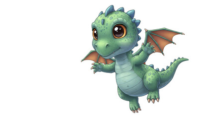 Cute Baby Dragon Cartoon Isolated On Transparent Background