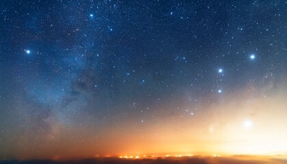 a blue sky with orange and yellow stars