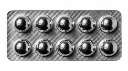 Silver capsules in blister pack for pharmaceutical and healthcare industry