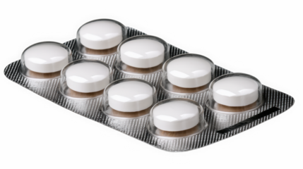 Blister pack with white and orange capsules for vitamins and supplements