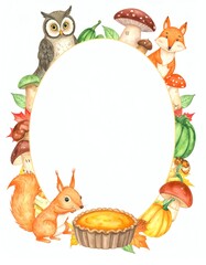 Fototapeta premium Whimsical animal border with seasonal motifs.