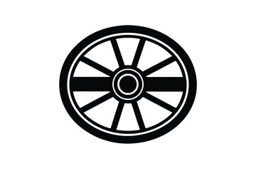 Obraz premium Vector art of black silhouette of a spoked wheel isolated