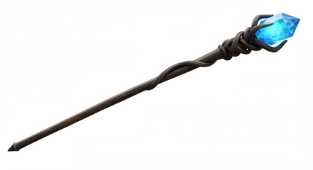 Mage Staff with Crystal Top Isolated On Transparent Background