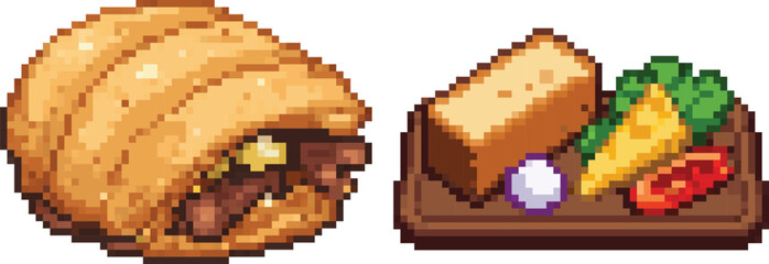 Cornish Pasty And Ploughman's Lunch Pixel Art