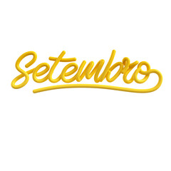 Setembro Escrita 3D Estilizada isolada
