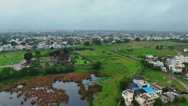 4K Aerial Drone View of 1100-Year-Old Ancient Temple in Nashik, India | 1100-Year-Old Stone Temple