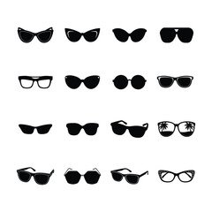 Stylish collection of modern sunglass designs with elegant shapes Silhouette Vector illustration