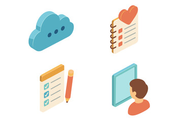 Journaling prompt icons set – self reflection, creative writing, mindfulness diary, simple line style