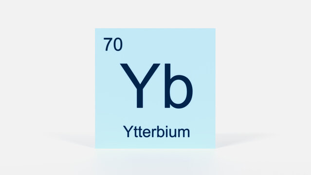 Ytterbium Element 3D Render - Periodic Table Box with Atomic Number 70, Scientific Education, Chemistry Classroom, Modern Science Poster, and Laboratory Wall Art