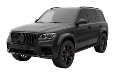 Dynamic black suv showcase urban setting high-quality 3d render nighttime environment eye-level viewpoint modern concept. Cut out png