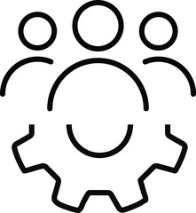 Set of People group with gear line icon. enterprise workflow. project management success. people group council. Teamwork process symbols 
