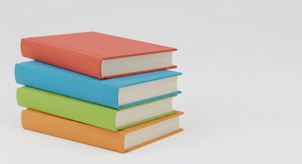 A set of books with colorful covers arranged in a vertical stack, positioned on a neutral white background, ideal for educational and literary themes.