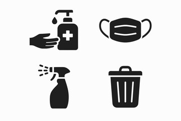 Set of Market Safety Essentials Icons in Minimal Style