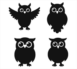 Bold Black Owl Silhouette Graphic Collection