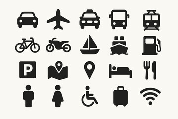 Set of Travel Icons in Minimal Style