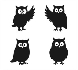 Owl Silhouette Vector Icons – Nature Wildlife Pack