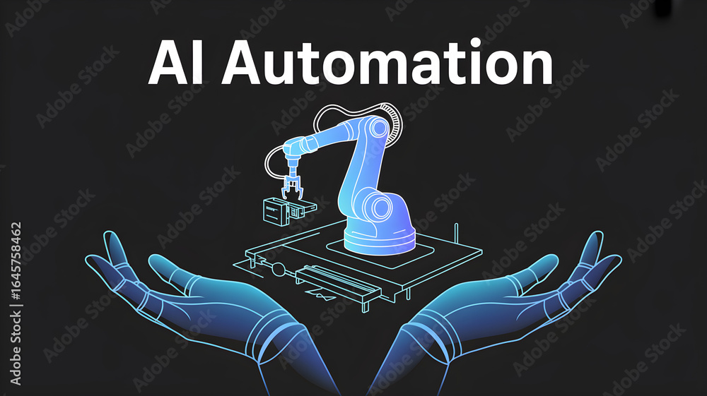 Poster ai automation transforming industry with robotic precision and innovation