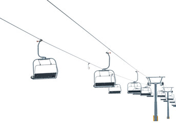 Ski lift operation mountain resort winter landscape aerial outdoor recreation. Cut out png