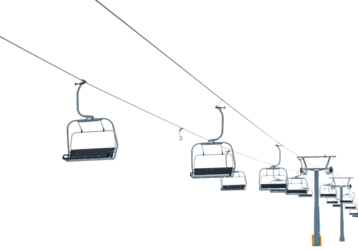 Ski lift operation mountain resort winter landscape aerial outdoor recreation. Cut out png