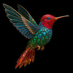 Fototapeta premium Colorful Hummingbird on Black Background