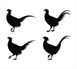 Fototapeta premium Pheasant Bird Shape Vector Silhouettes
