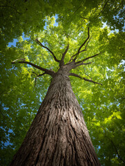 Naklejka premium Majestic tree reaching for the sky on a sunny day