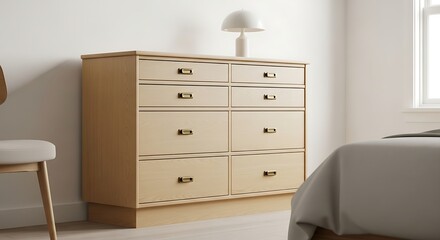 Modern Wooden Dresser in Bedroom Setting