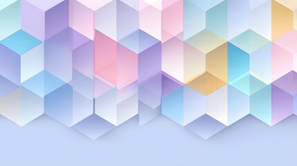 Abstract geometric pattern of layered cubes in pastel colors.