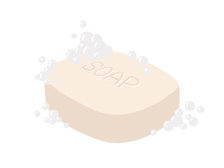 泡立つ角丸四角い石鹸のかわいいイラスト素材
