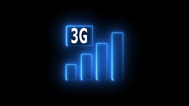 "Futuristic Neon 3G Network Icon Animation on Black Background"