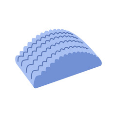 Flat vector illustration of a modern blue orthopedic support cushion. Posture correction, physiotherapy, chiropractic care, and healthcare products.
